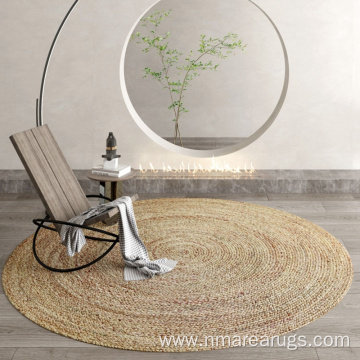 Natural fiber braided hand round carpet resort rug